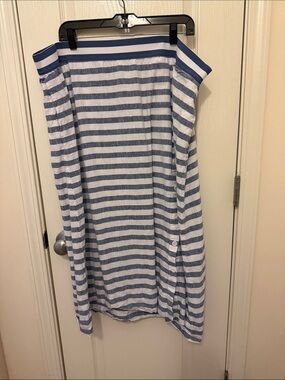 J. Jill Blue and White Striped linen skirt with front button detail - Size 3X